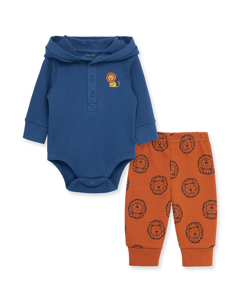 Lion Waffle Knit Infant Bodysuit & Pant Set - Little Me