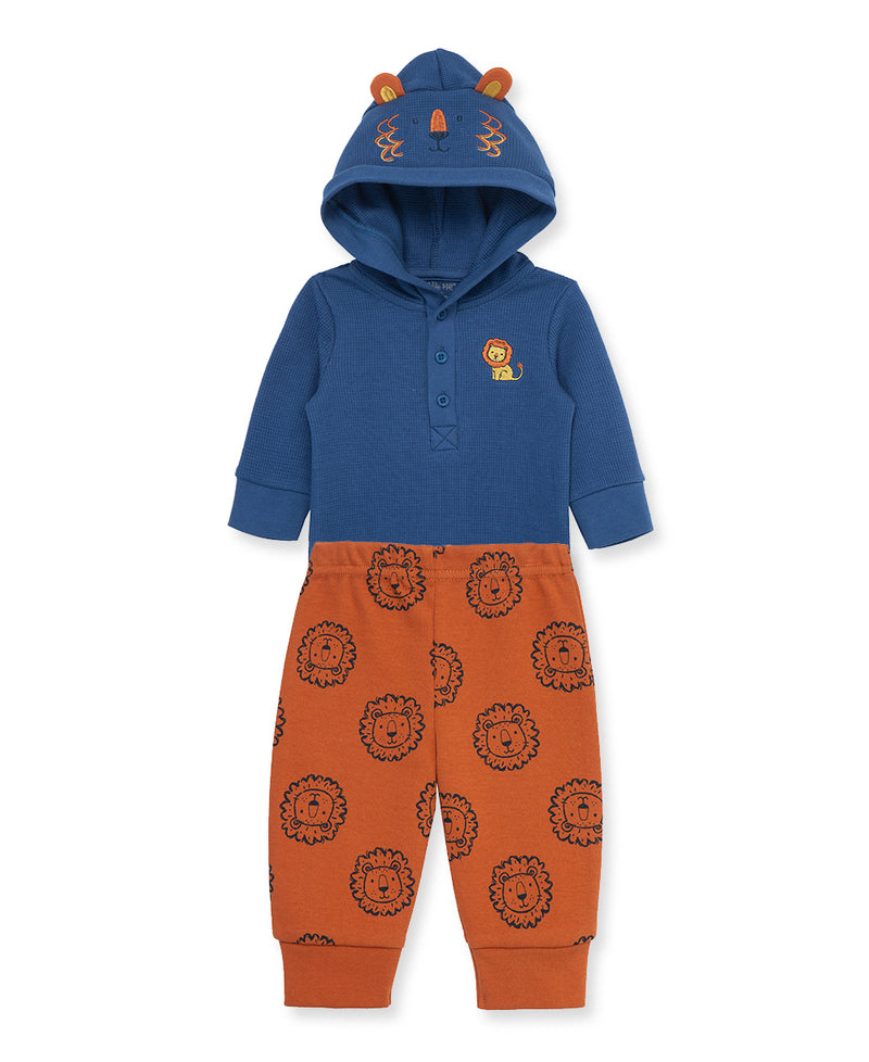 Lion Waffle Knit Bodysuit & Pant Set - Little Me