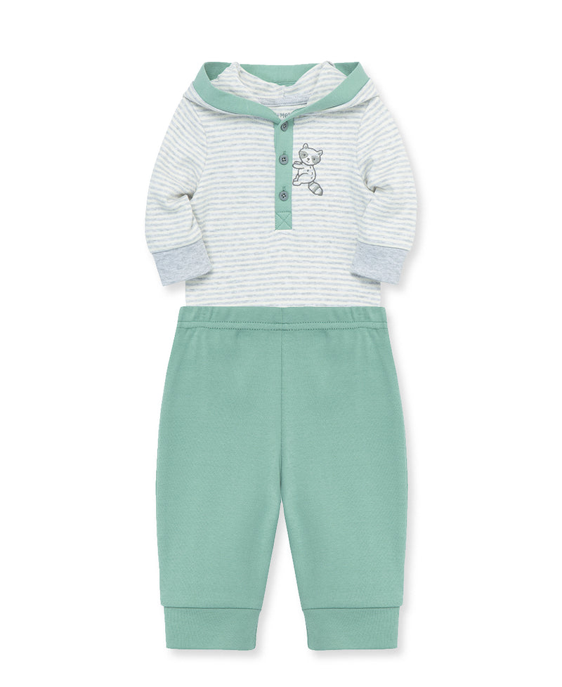 Raccoon Interlock Knit Infant Bodysuit & Pant Set - Little Me