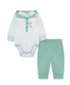 Raccoon Interlock Knit Bodysuit & Pant Set - Little Me