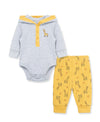 Giraffe Waffle Knit Infant Bodysuit & Pant Set - Little Me