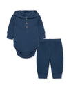 Blue Waffle Knit Bodysuit & Pant Set - Little Me