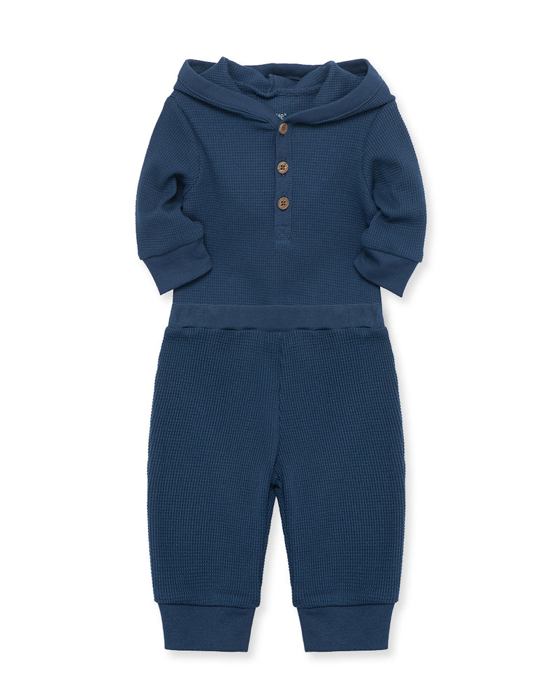 Blue Waffle Knit Bodysuit & Pant Set - Little Me