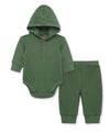 Green Waffle Knit Bodysuit & Pant Set - Little Me