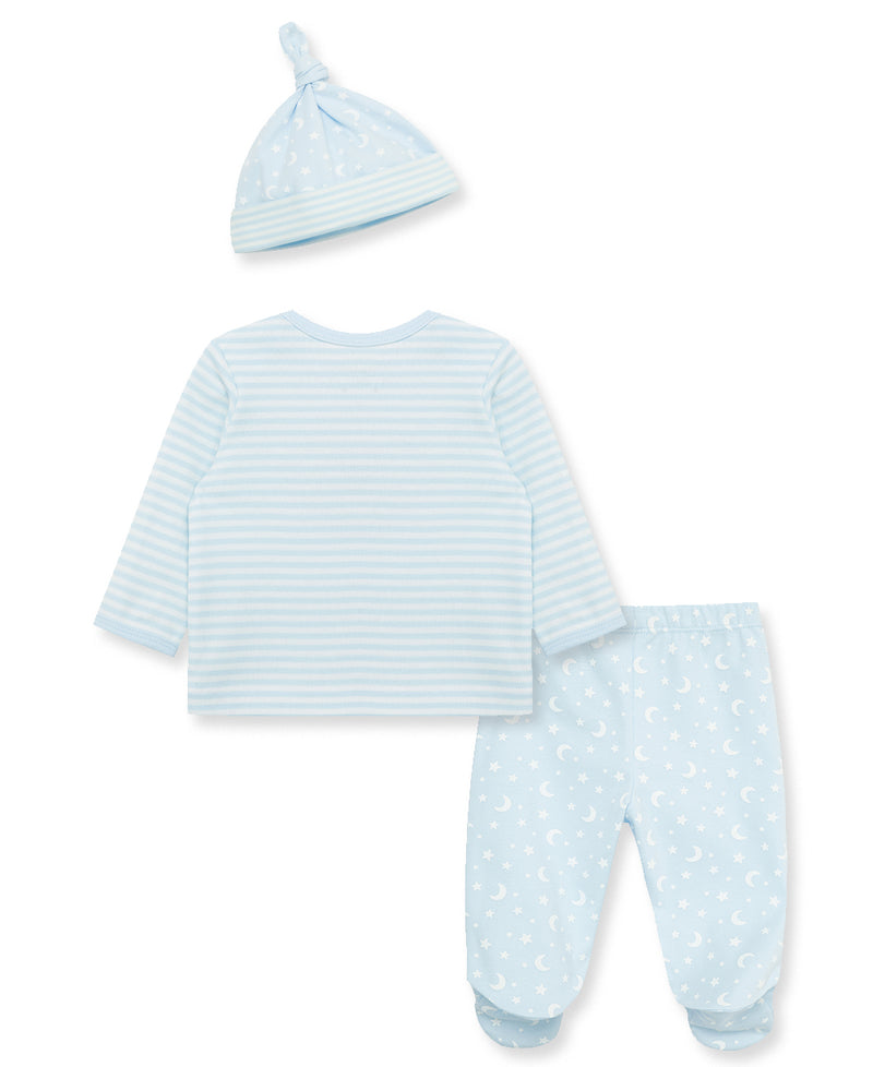 Little Lambs Interlock Knit Lap-Shoulder Set & Hat - Little Me