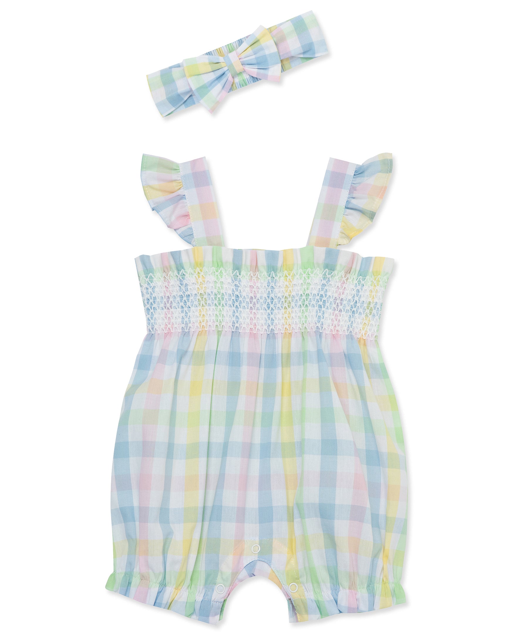 Check Bubble Romper & Headband Set - Little Me