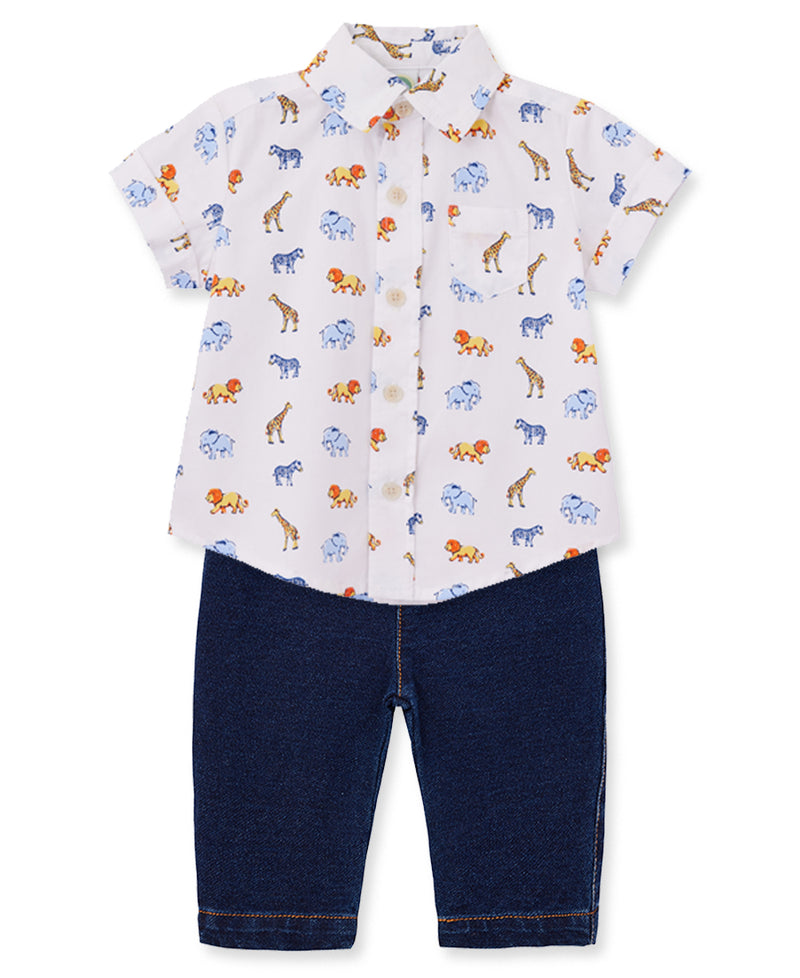 Safari Infant Woven Pant Set - Little Me
