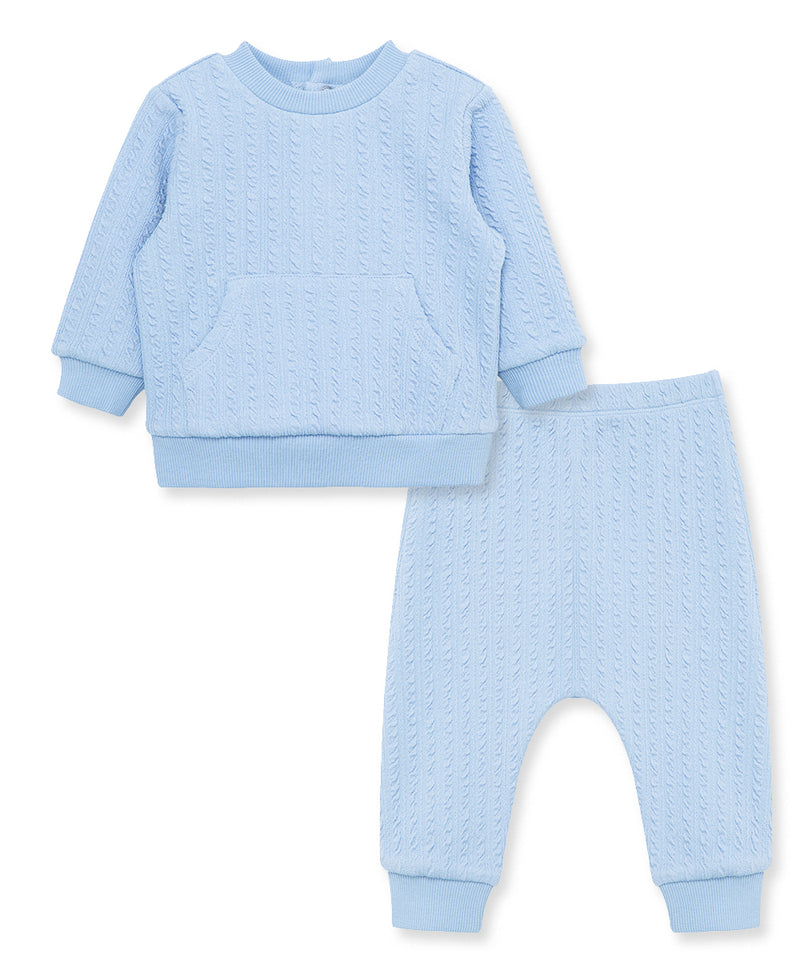 Blue Cable Pant Set - Little Me