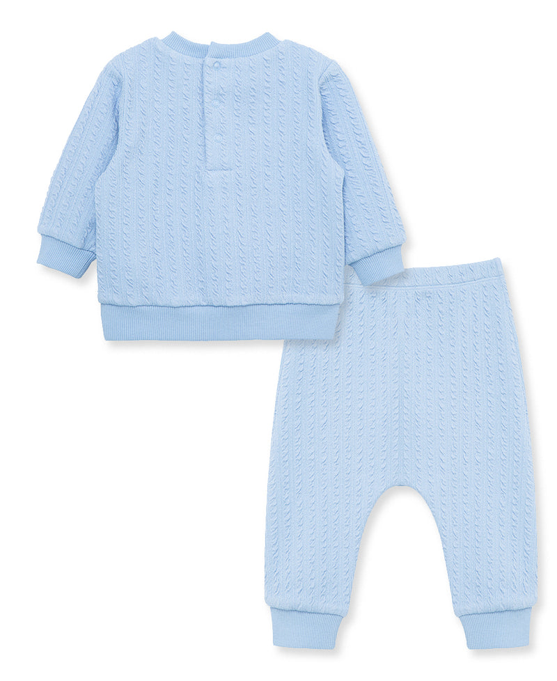 Blue Cable Pant Set - Little Me