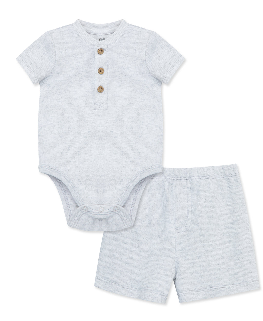 2pcs Baby Boy/Girl Solid Knitted Short-sleeve Top and Shorts Set