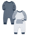 Puppy Stripe Waffle Knit 2-Pack Coverall - Little Me