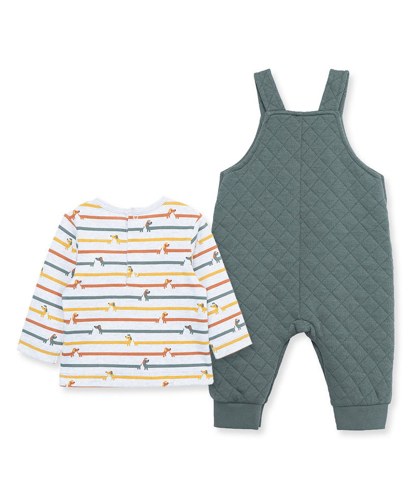 Dachshund Diamond Double Knit Overall Infant Set - Little Me