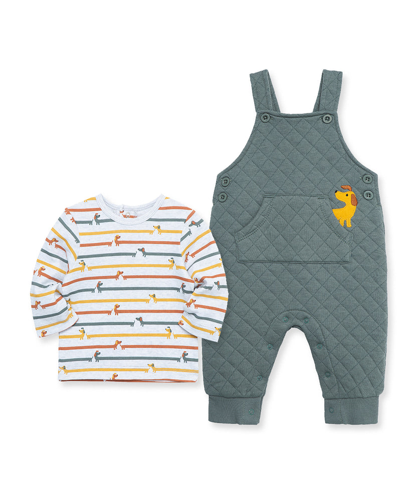 Dachshund Diamond Double Knit Overall Infant Set - Little Me