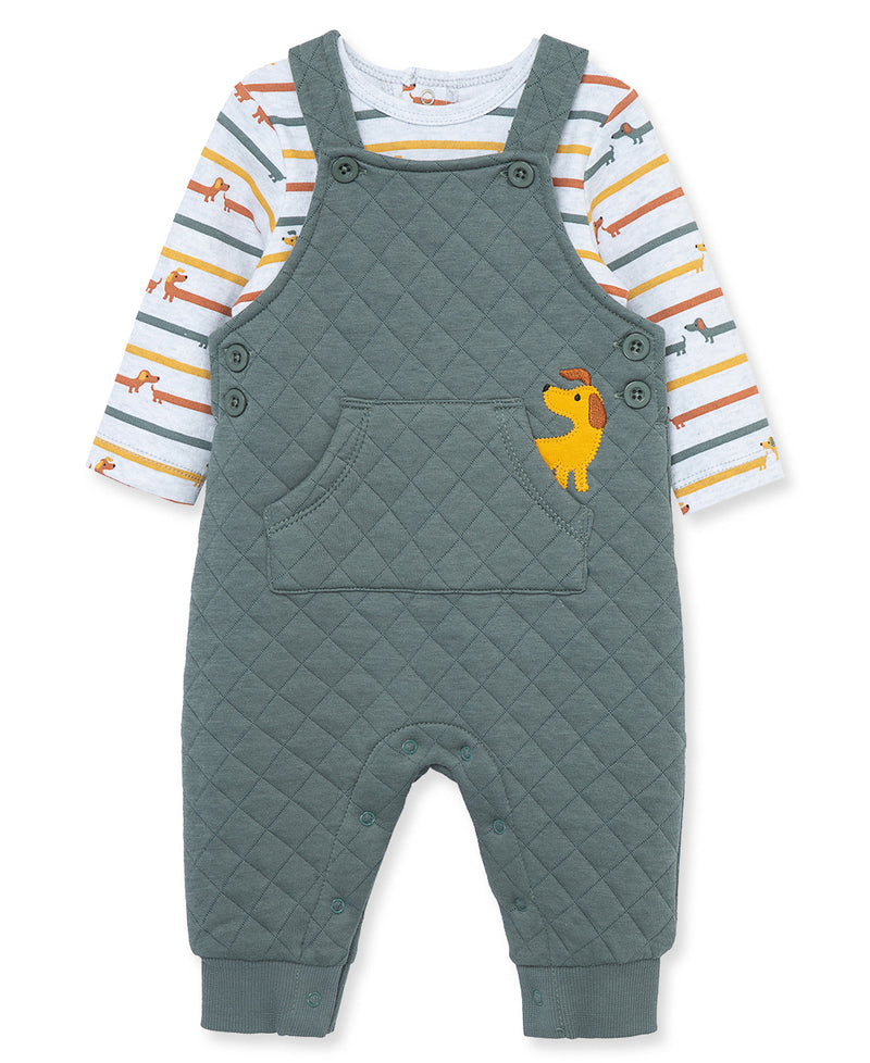Dachshund Diamond Double Knit Overall Infant Set - Little Me