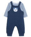 Puppy Stripe Diamond Double Knit Overall Infant Set - Little Me