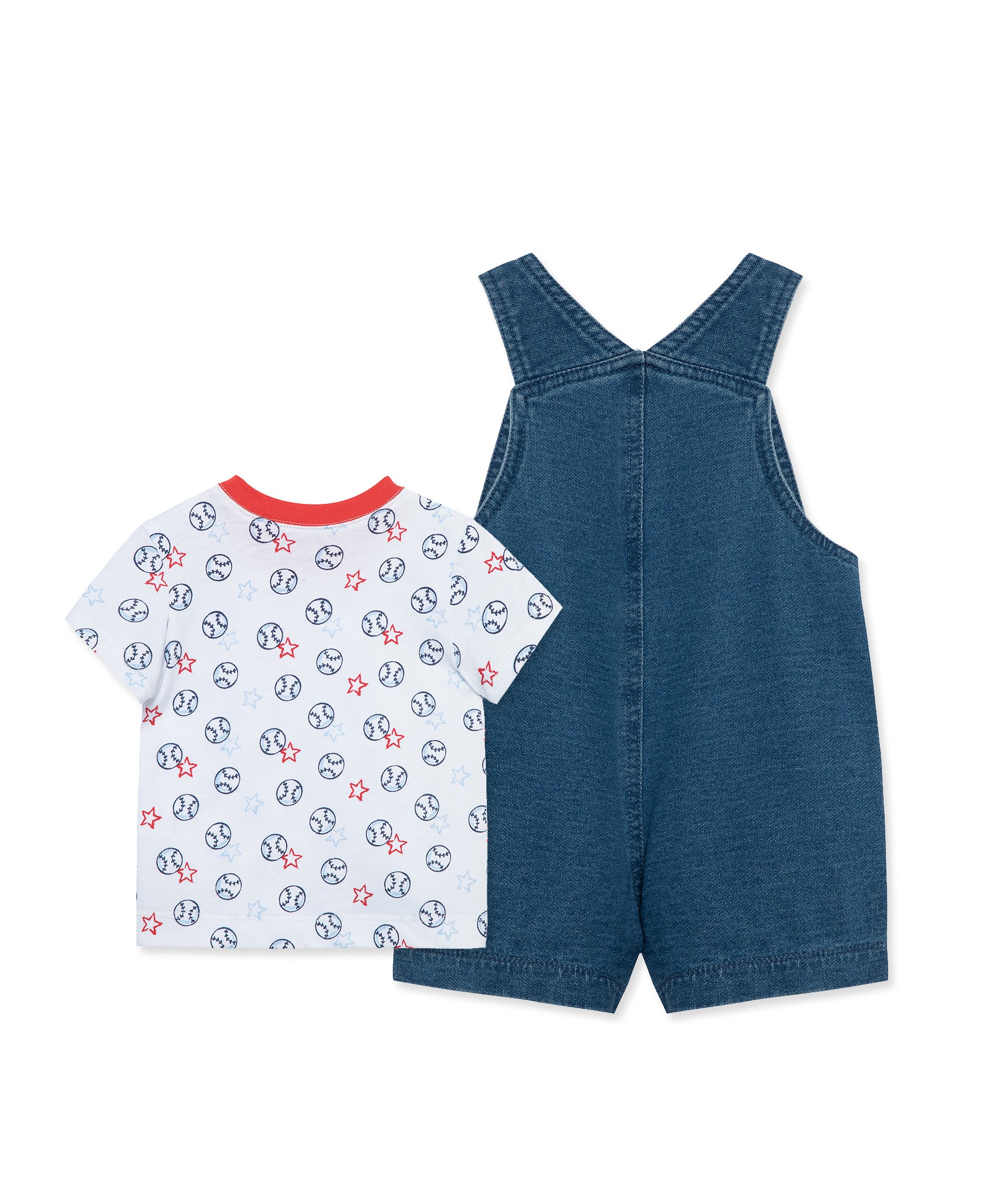 Baseball Cotton Knit Shortall Set (3M-12M) - Little Me