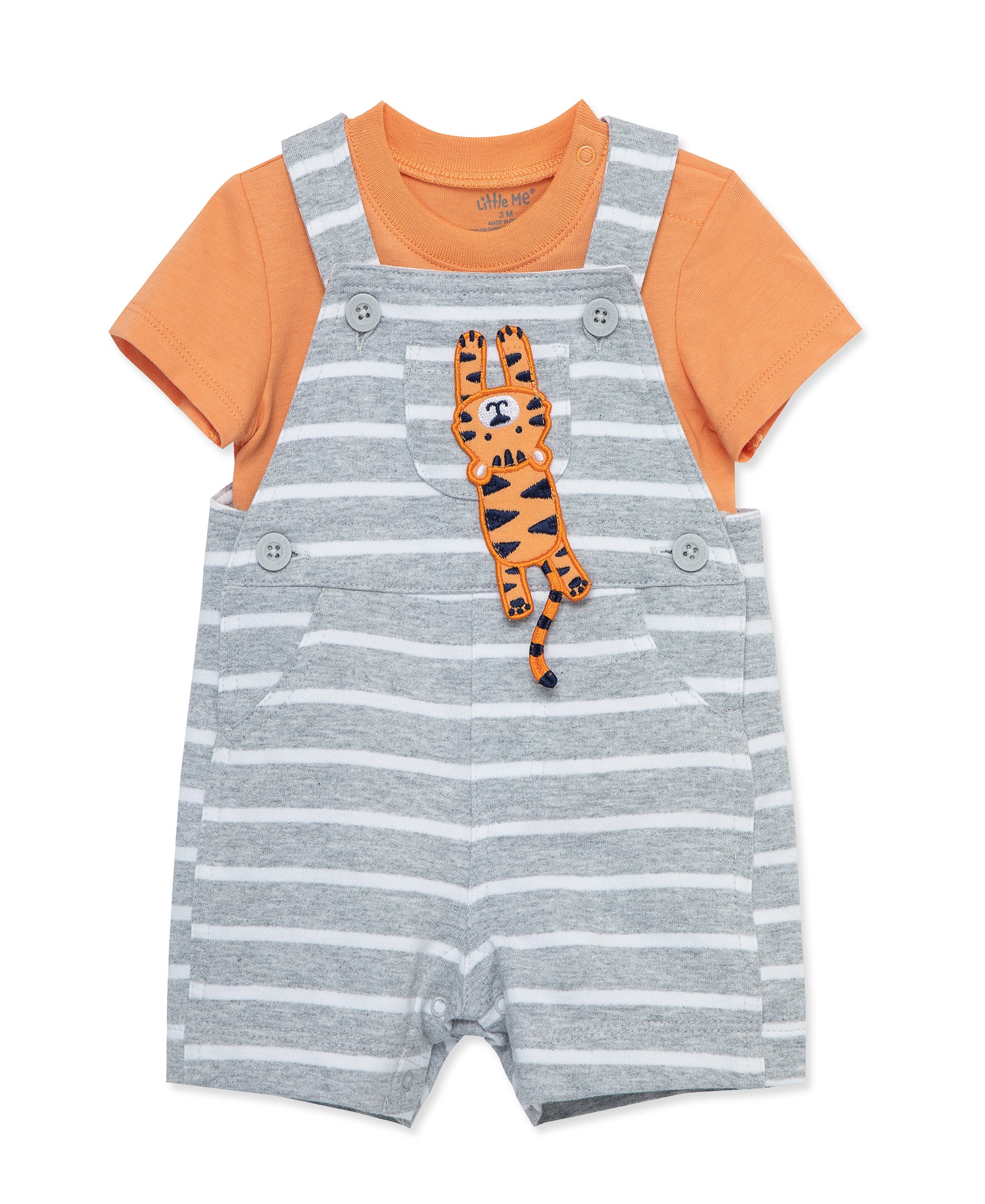 Tiger Cotton Knit Shortall Set (3M-12M) - Little Me