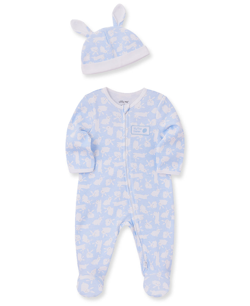 Easter Bunny Blue Footed One-Piece & Hat Set - Little Me