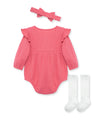 Berry Knit Headband & Sock Romper Bubble Set - Little Me