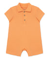Orange Ribbed Knit Polo Romper - Little Me