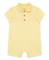 Yellow Ribbed Knit Polo Romper - Little Me