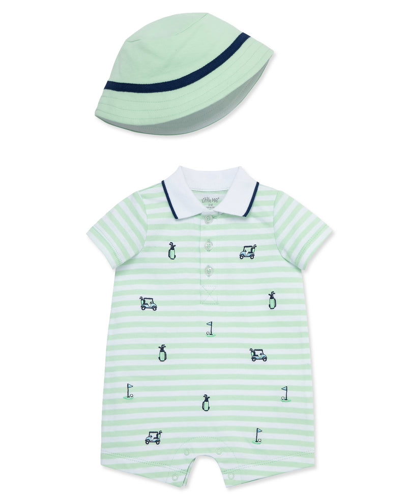 Golf Cotton Knit Romper & Hat Set - Little Me
