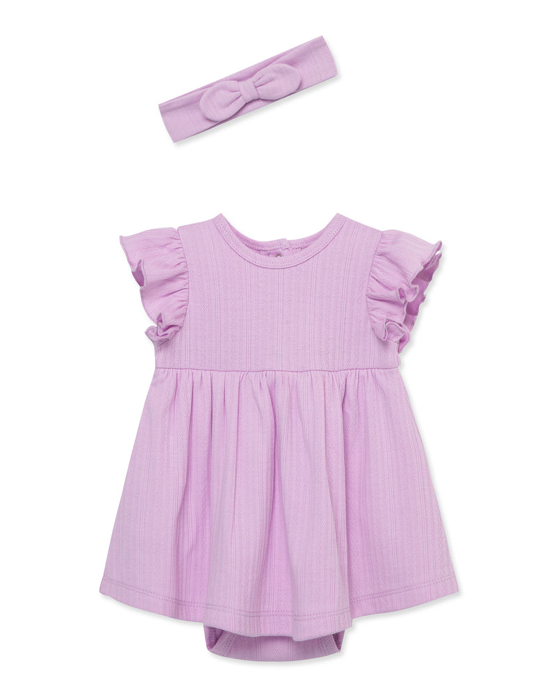Lilac Knit Dress & Headband Set - Little Me
