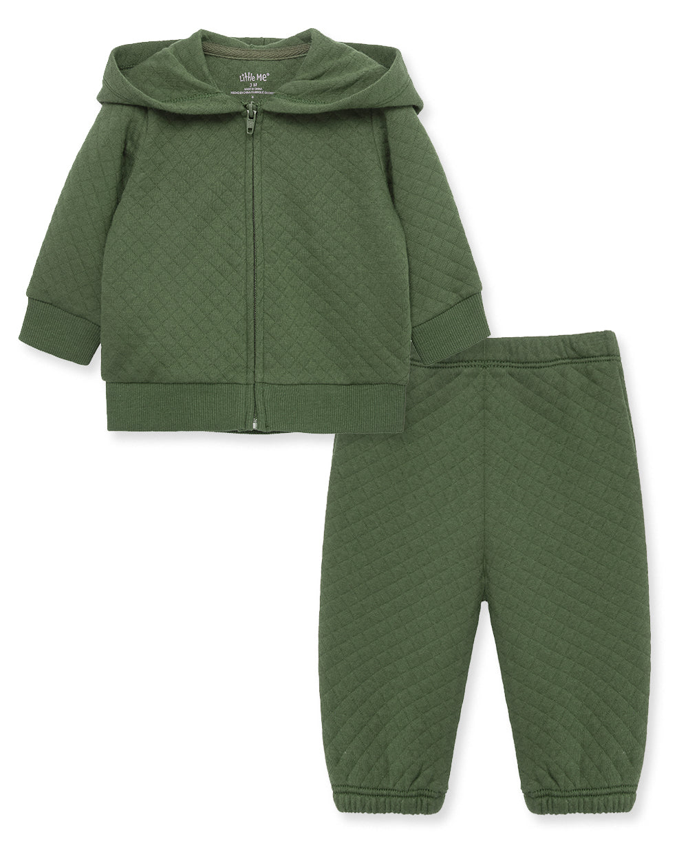 Green Quilt Hoodie Set - Little Me