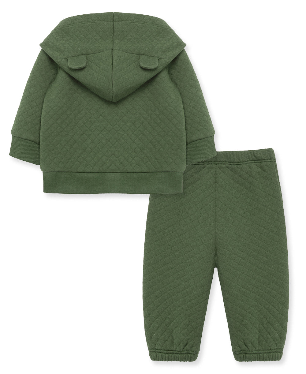 Green Quilt Hoodie Set - Little Me