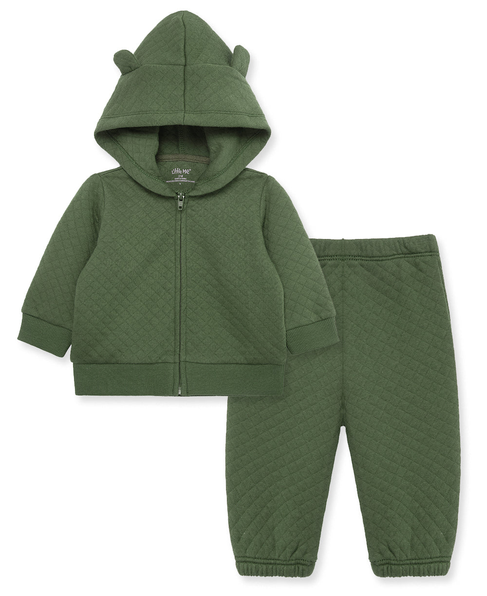 Green Quilt Hoodie Set - Little Me