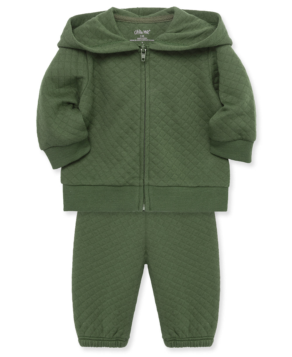 Green Quilt Hoodie Set - Little Me