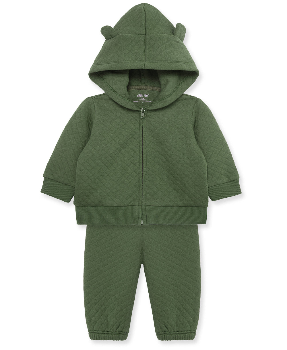 Green Quilt Hoodie Set - Little Me