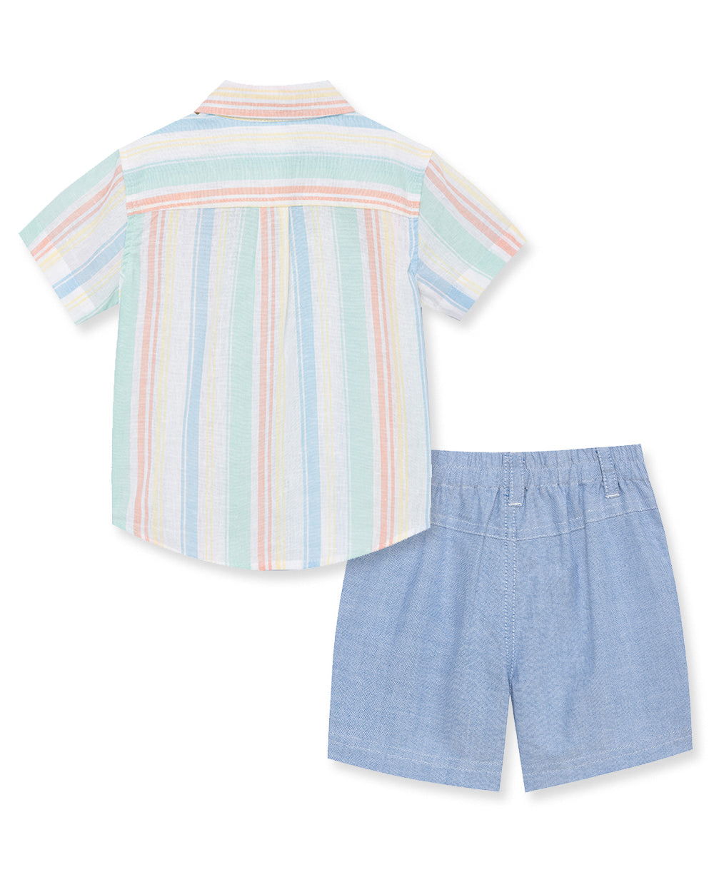 Stripe Woven Short Set - Little Me