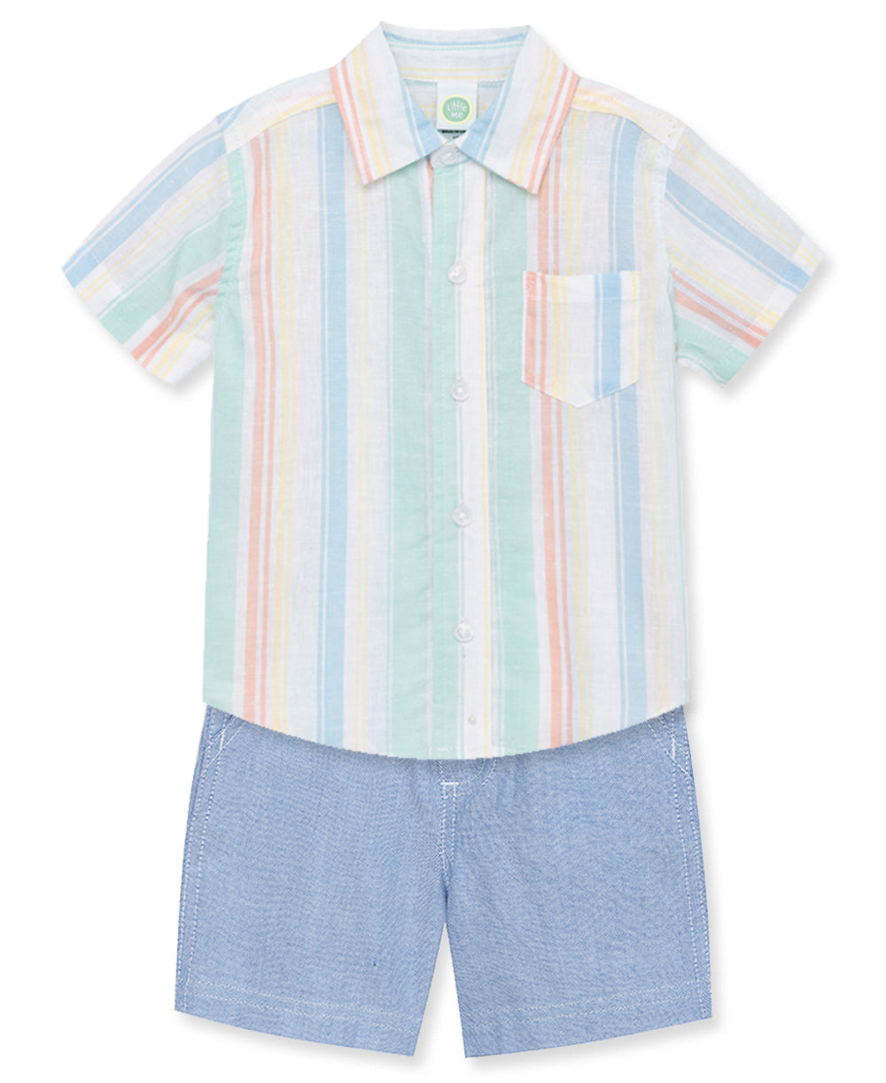 Stripe Woven Short Set - Little Me