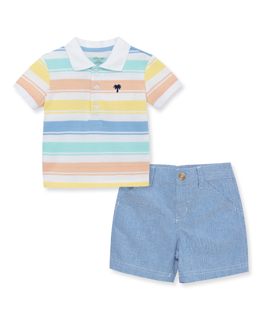 Stripe Polo Short Set - Little Me