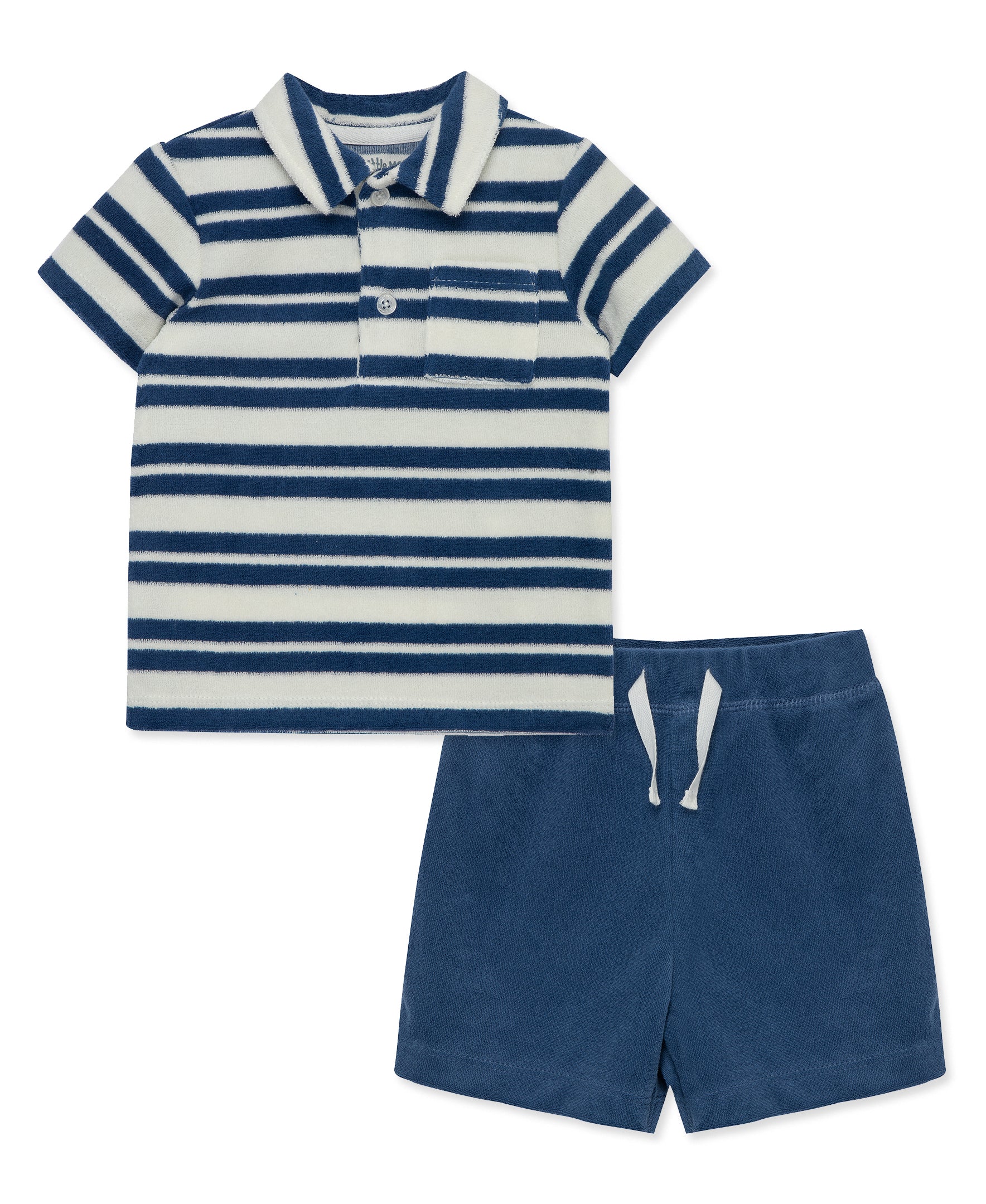 Blue Stripe Terry Short Set (12M-24M) - Little Me