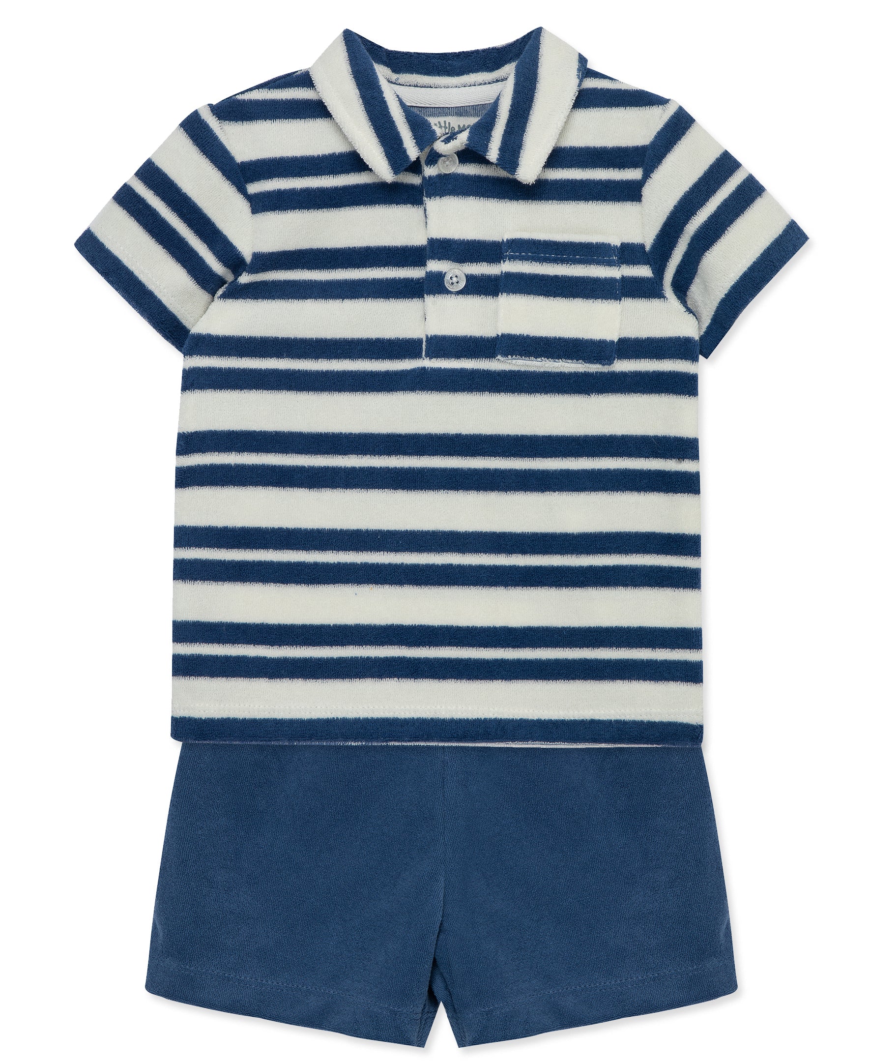 Blue Stripe Terry Short Set (12M-24M) - Little Me