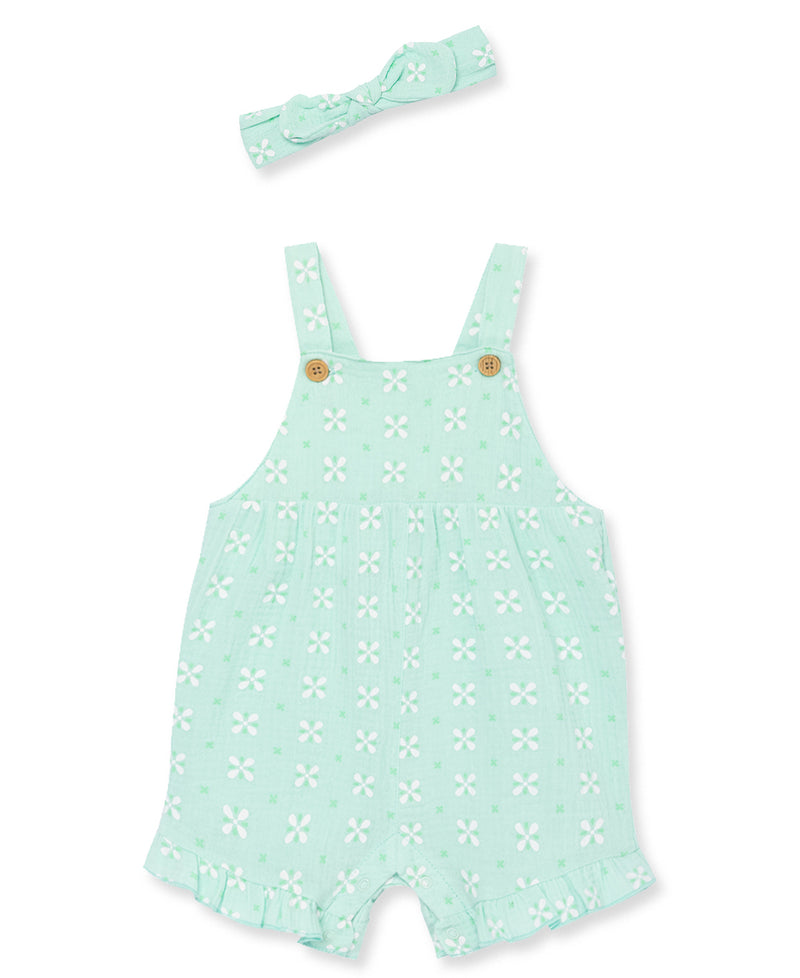 Aqua Gauze Toddler Jumper & Headband - Little Me
