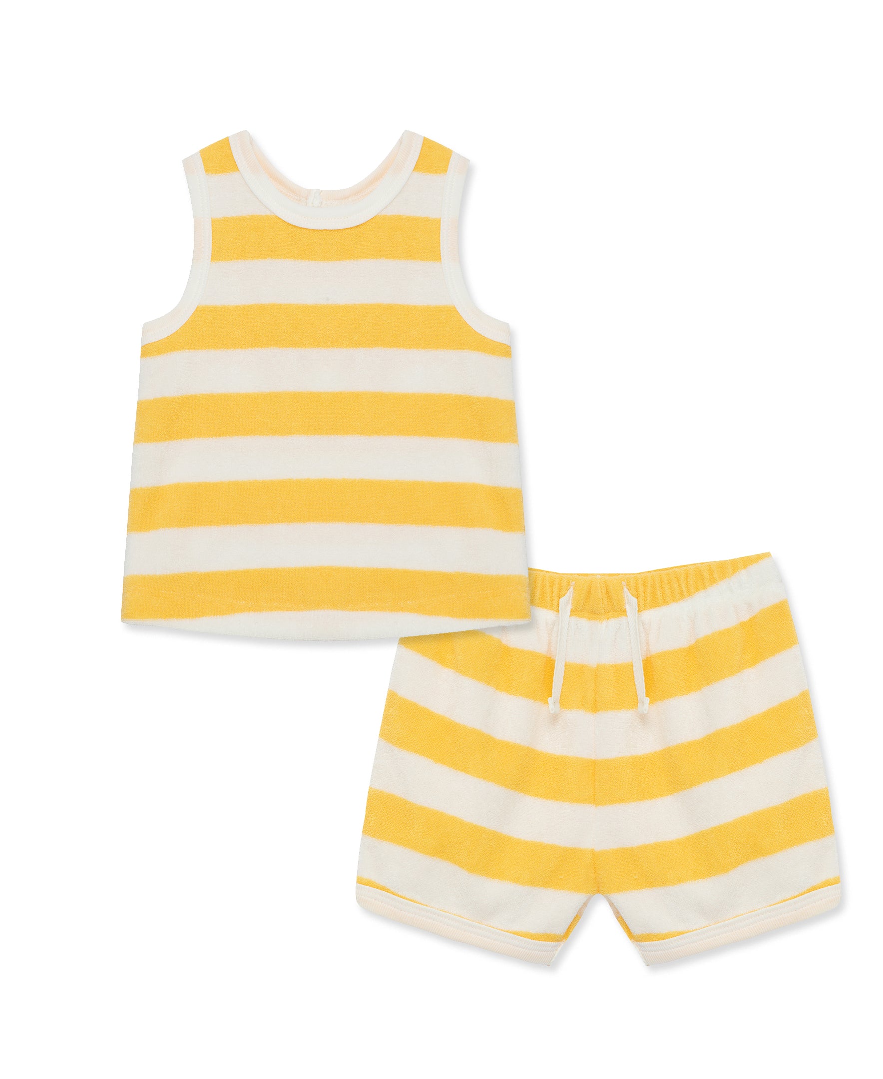 Focus Kids Yellow Stripe Terry Short Set - Little Me