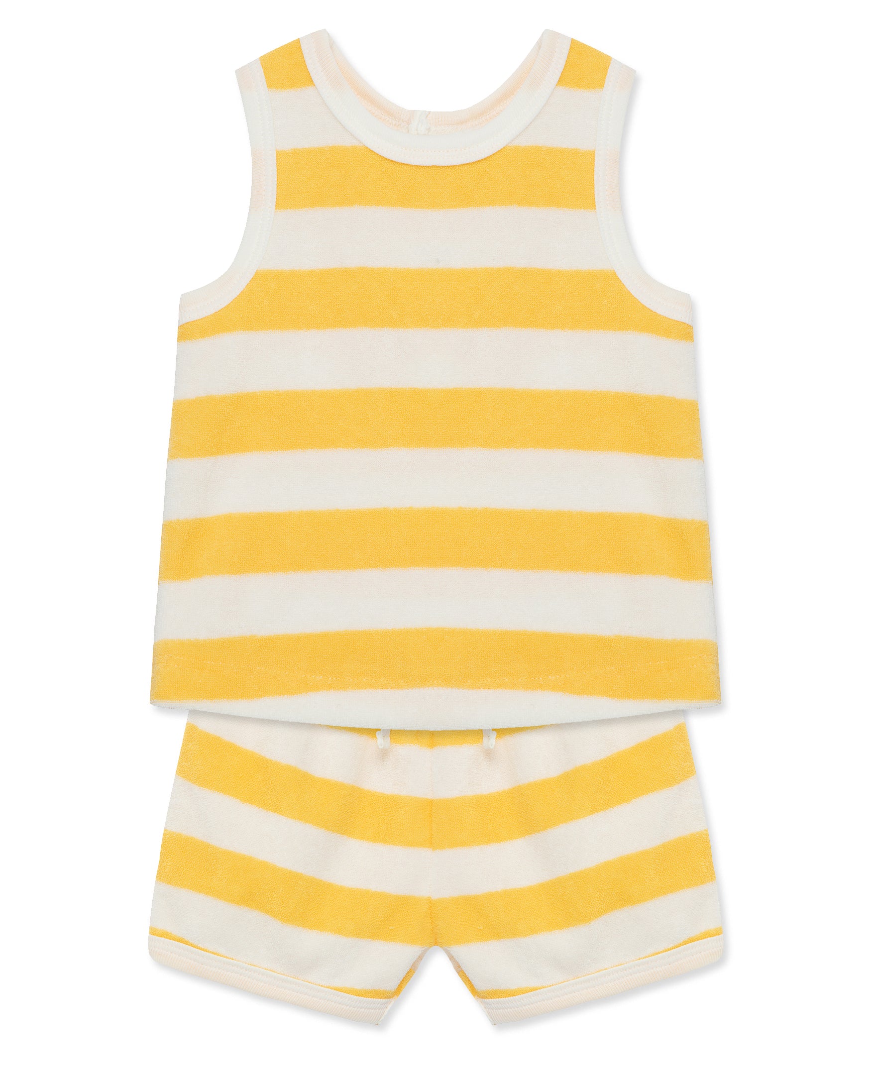 Focus Kids Yellow Stripe Terry Short Set - Little Me