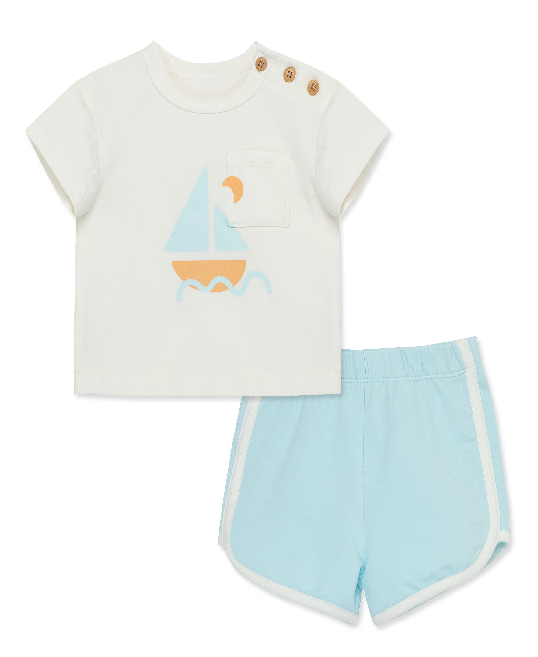 Focus Kids Blue Sail Away Retro Short Set (12M-24M) - Little Me