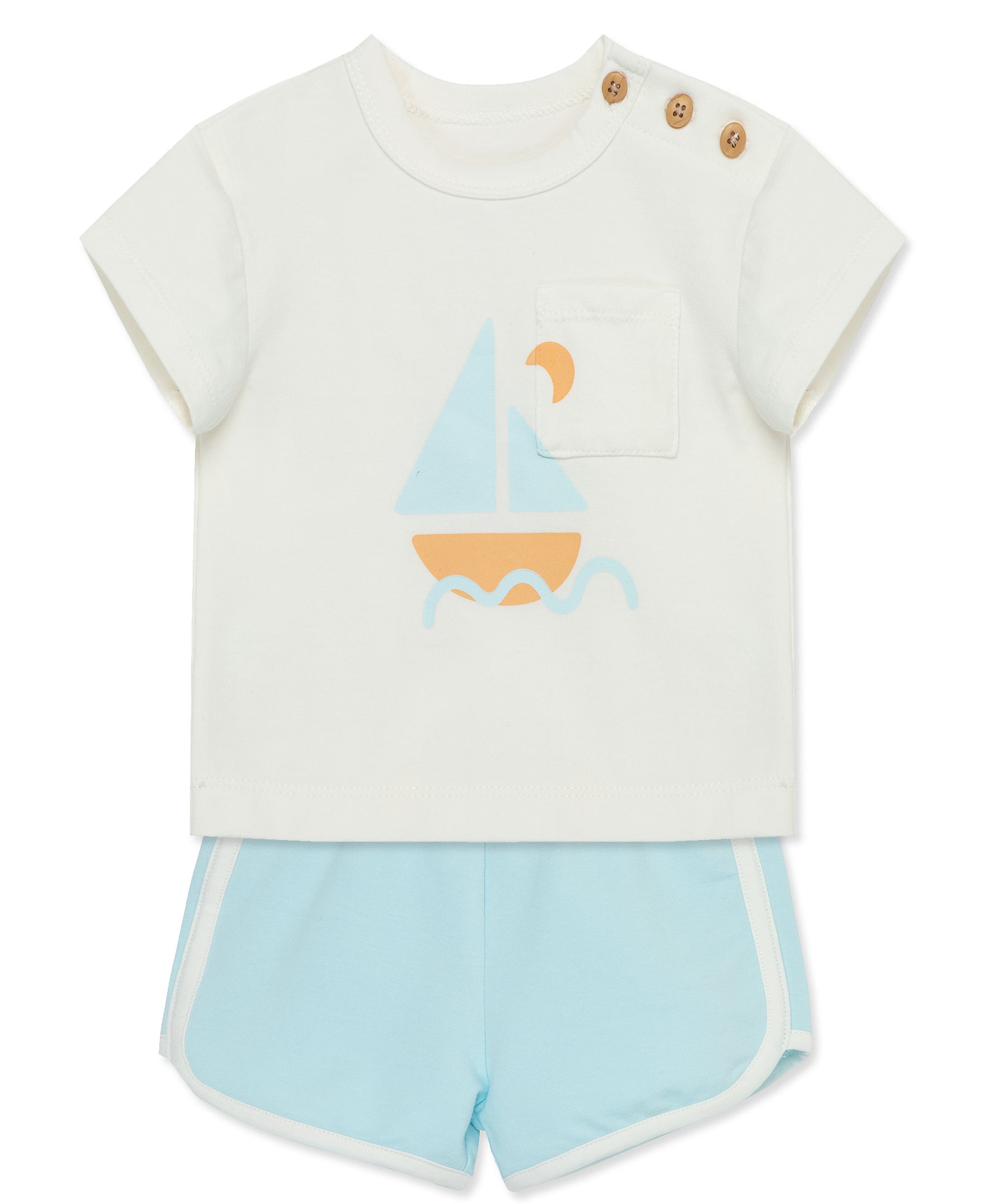 Focus Kids Blue Sail Away Retro Short Set (12M-24M) - Little Me