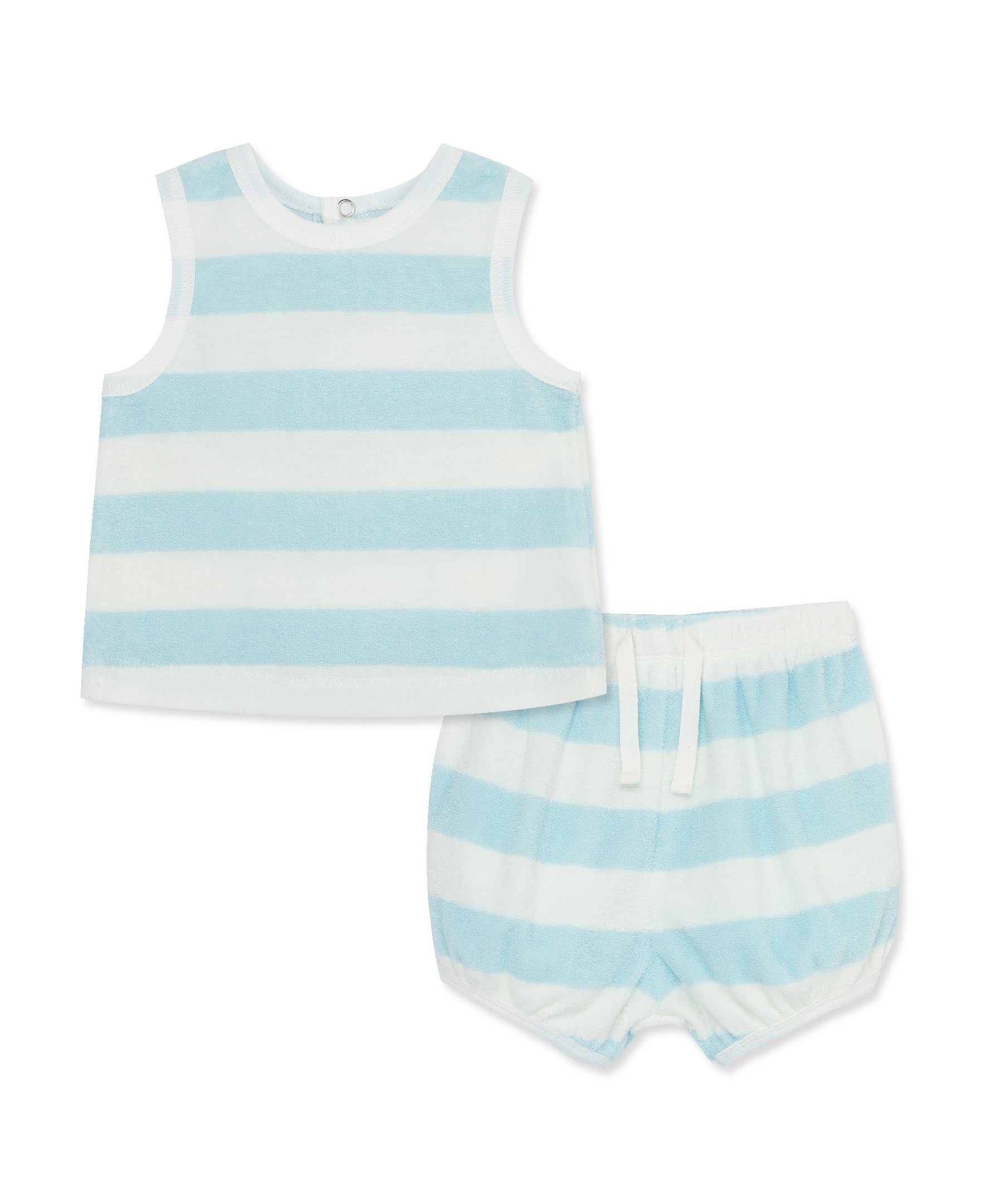 Focus Kids Blue Stripe Terry Short Set (12M-24M) - Little Me