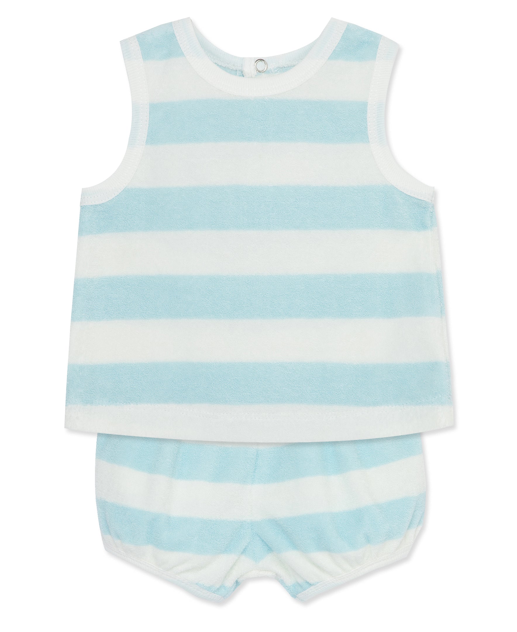 Focus Kids Blue Stripe Terry Short Set (12M-24M) - Little Me