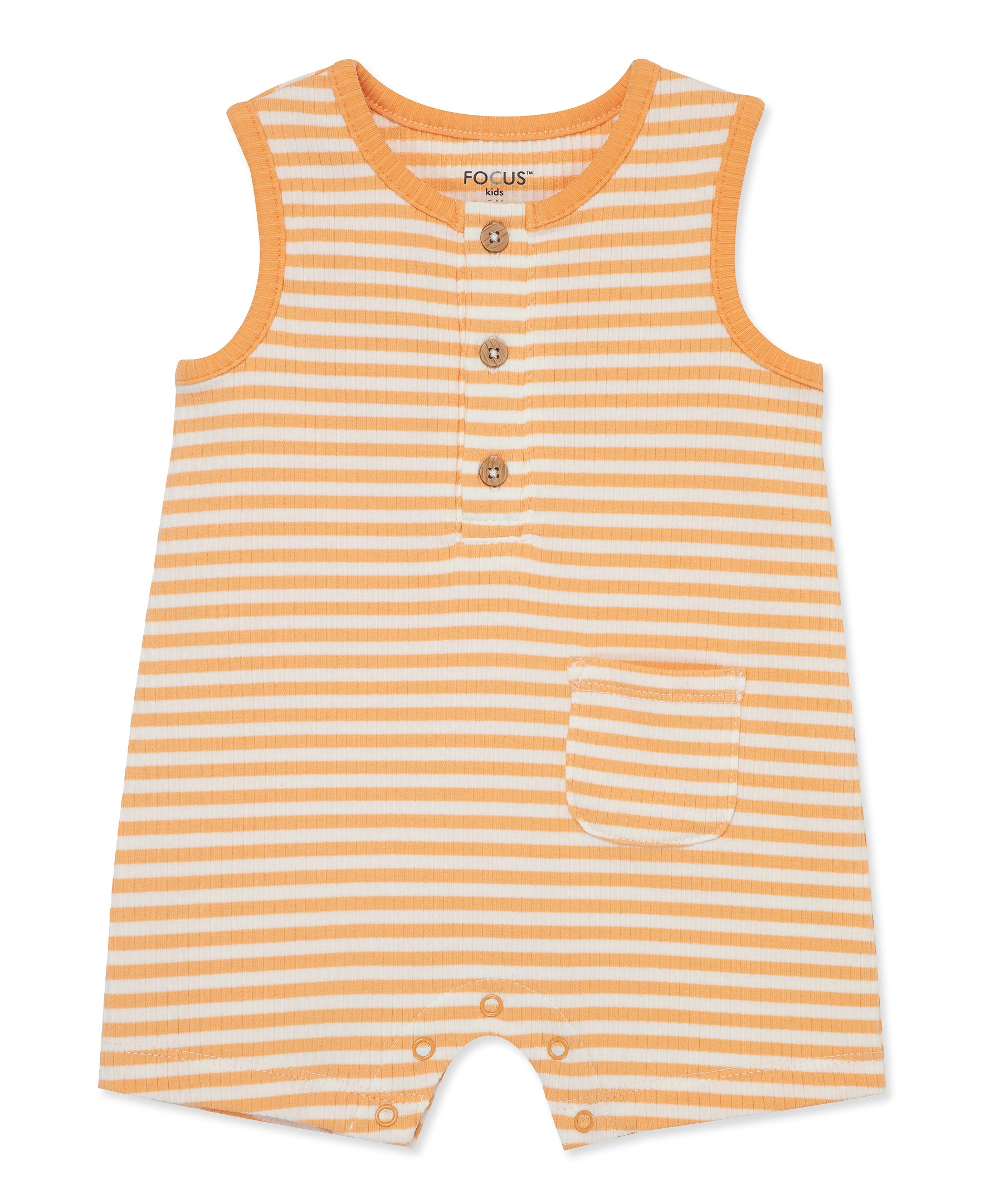 Focus Kids Orange Stripe Ribbed Romper (3M-12M) - Little Me