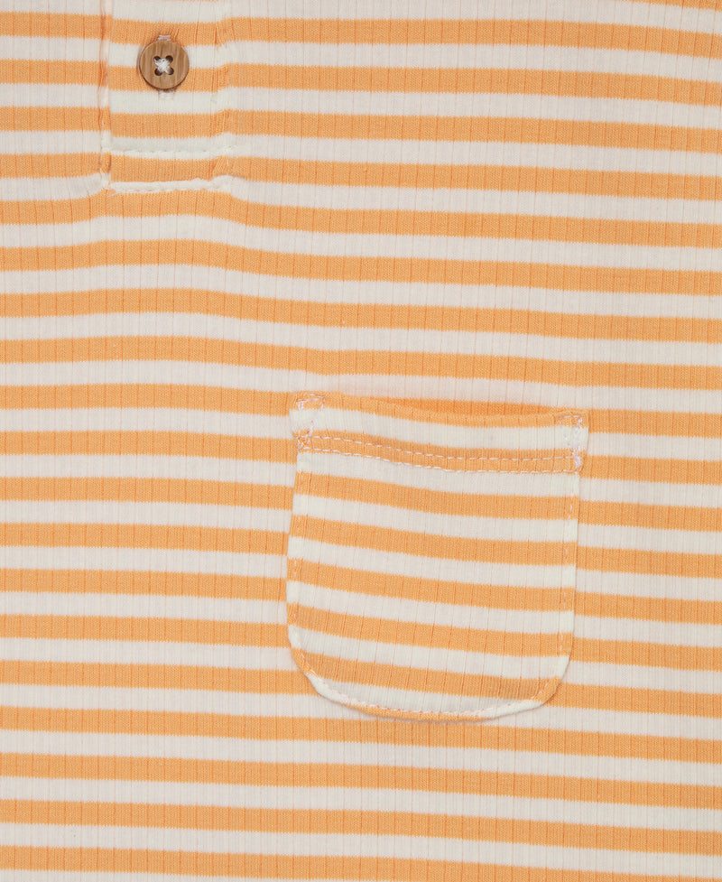 Focus Kids Orange Stripe Ribbed Romper (3M-12M) - Little Me