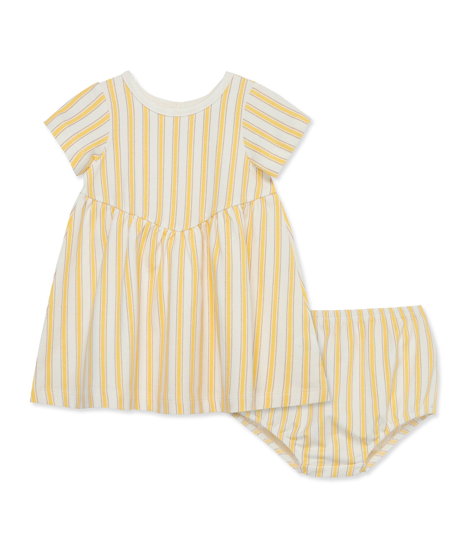 Focus Kids Yellow Stripe Jersey Dress Set(12M-24M) - Little Me