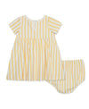 Focus Kids Yellow Stripe Jersey Dress Set(12M-24M) - Little Me