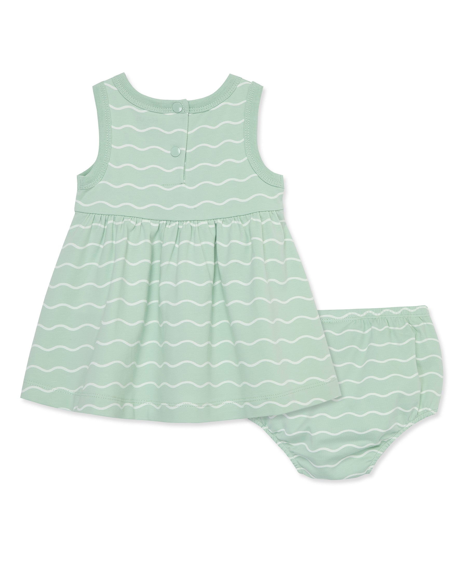 Focus Kids Green Stripe Dress Set(12M-24M) - Little Me